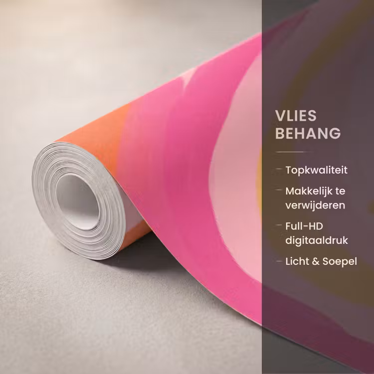 Vrouw - Portret - Abstract - Kleurrijk - Roze Behang Vlies klein -USP_closeupNL