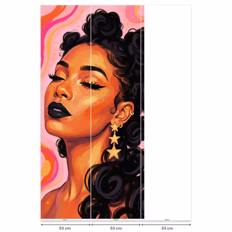 Vrouw - Portret - Abstract - Kleurrijk - Roze Behang Vlies klein -USP_banen