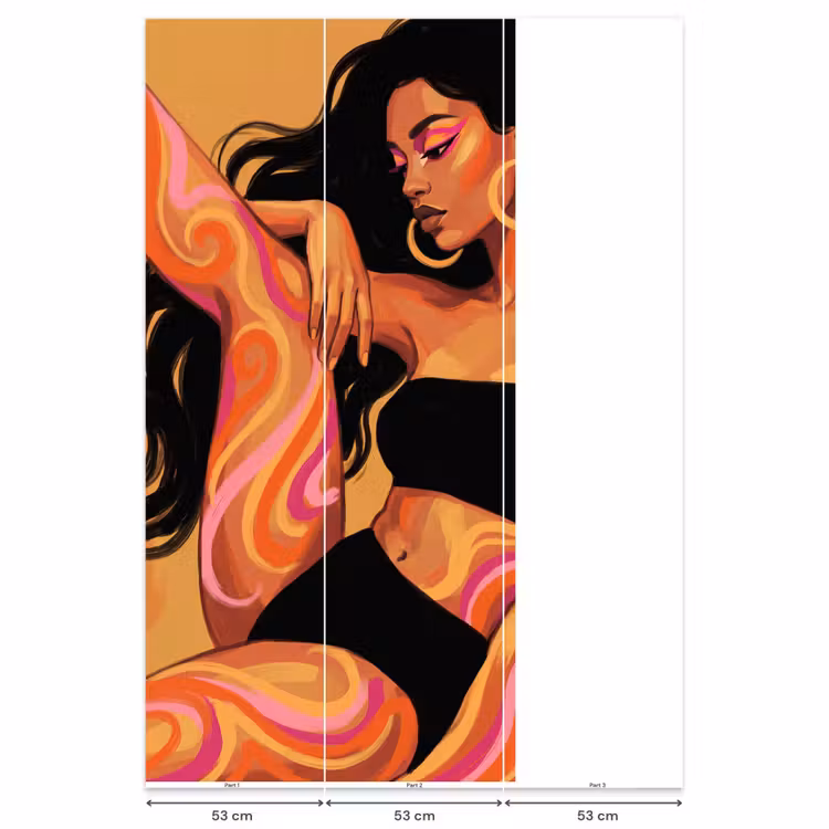 Vrouw - Portret - Abstract - Modern - Kleurrijk Behang Vlies klein -USP_banen