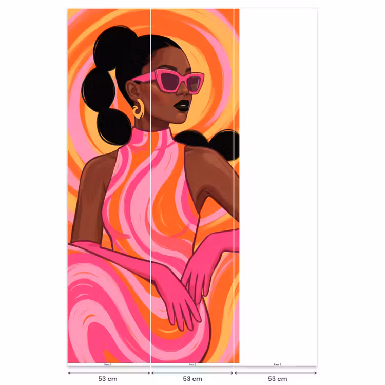 Vrouw - Portret - Kunst - Abstract - Roze Behang Vlies klein -USP_banen