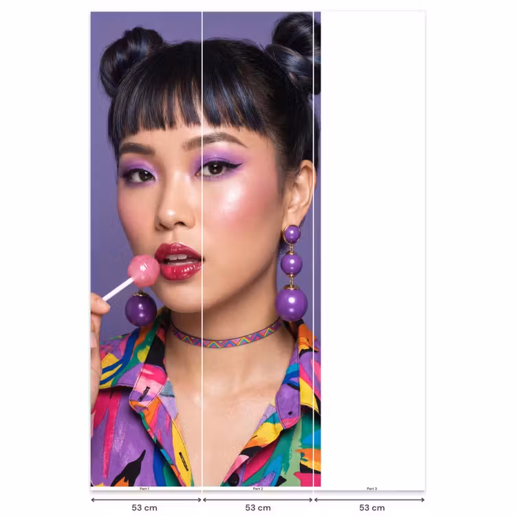 Vrouw - Portret - Make-up - Paars - Levendig Behang Vlies klein -USP_banen