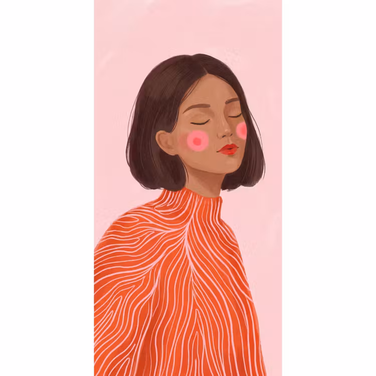 Vrouw - Portret - Modern - Kunst - Roze Behang Vlies klein -3d_website