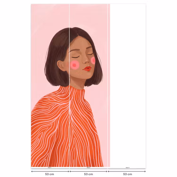 Vrouw - Portret - Modern - Kunst - Roze Behang Vlies klein -USP_banen