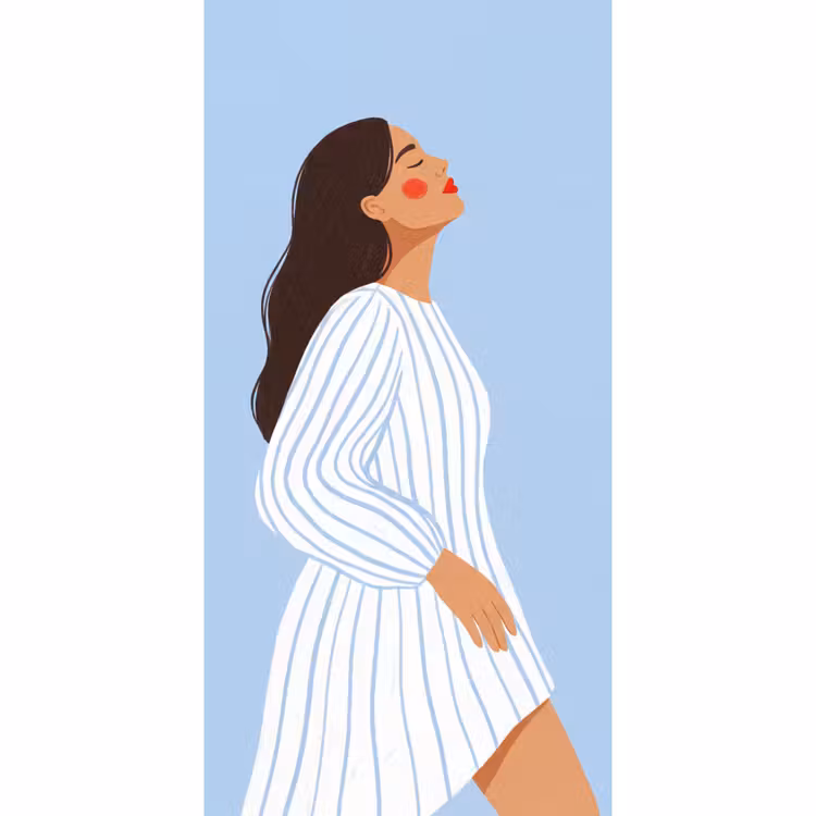 Vrouw - Profiel - Rust - Modern - Illustratie Behang Vlies klein -3d_website