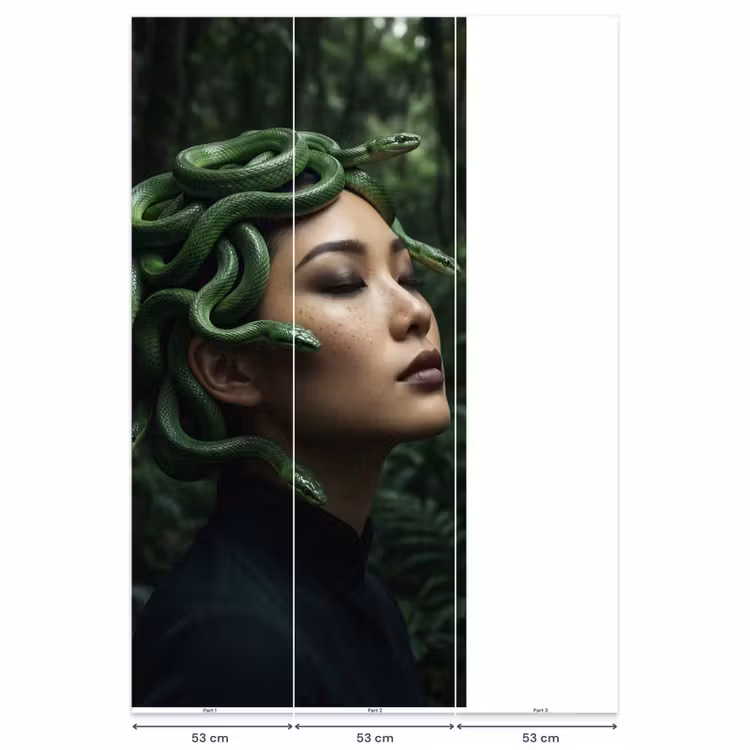 Vrouw - Slang - Natuur - Mystiek - Groen Behang Vlies klein -USP_banen