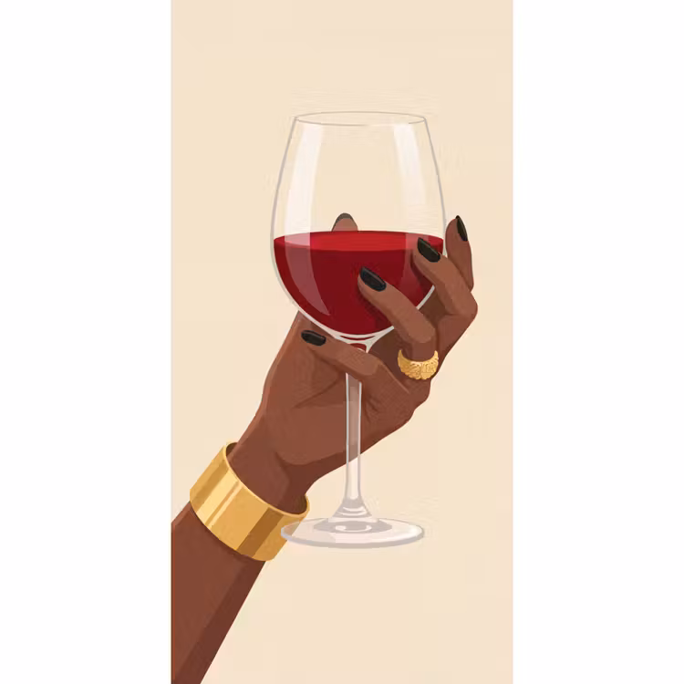 Vrouw - Wijn - Glas - Illustratie - Rood Behang Vlies klein -3d_website