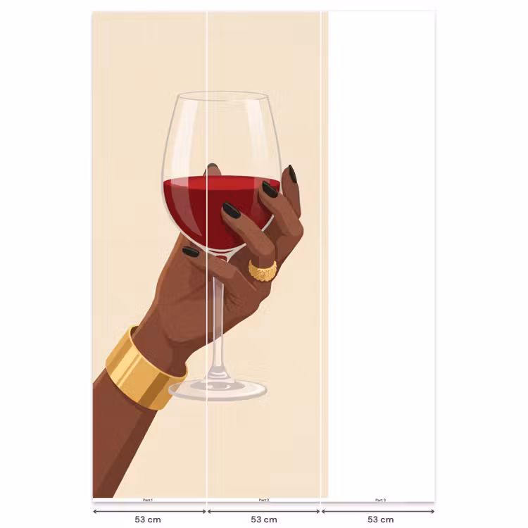 Vrouw - Wijn - Glas - Illustratie - Rood Behang Vlies klein -USP_banen