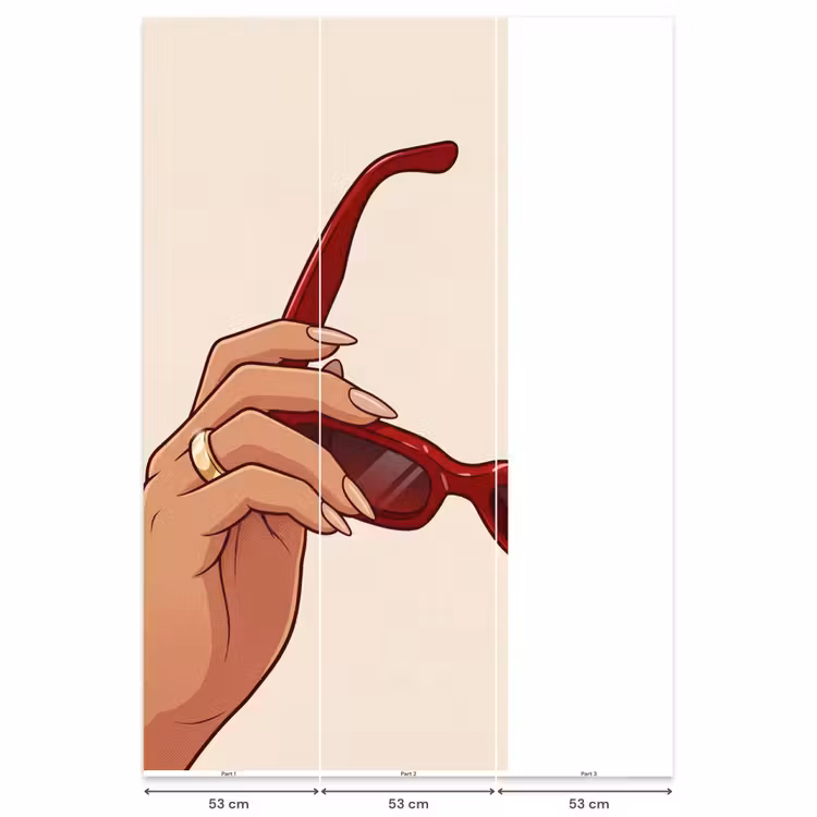 Vrouw - Zonnebril - Mode - Rood - Illustratie Behang Vlies klein -USP_banen