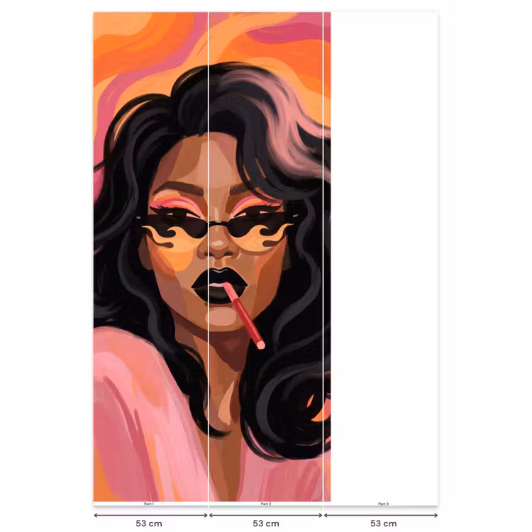 Vrouw - Zonnebril - Modern - Portret - Oranje Behang Vlies klein -USP_banen