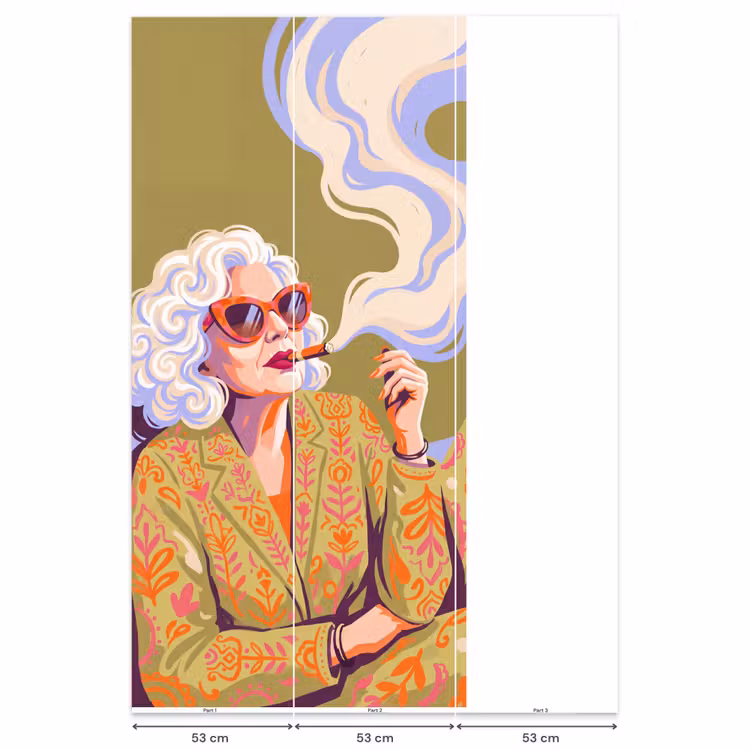 Vrouw - Zonnebril - Portret - Modern - Kleurrijk Behang Vlies klein -USP_banen