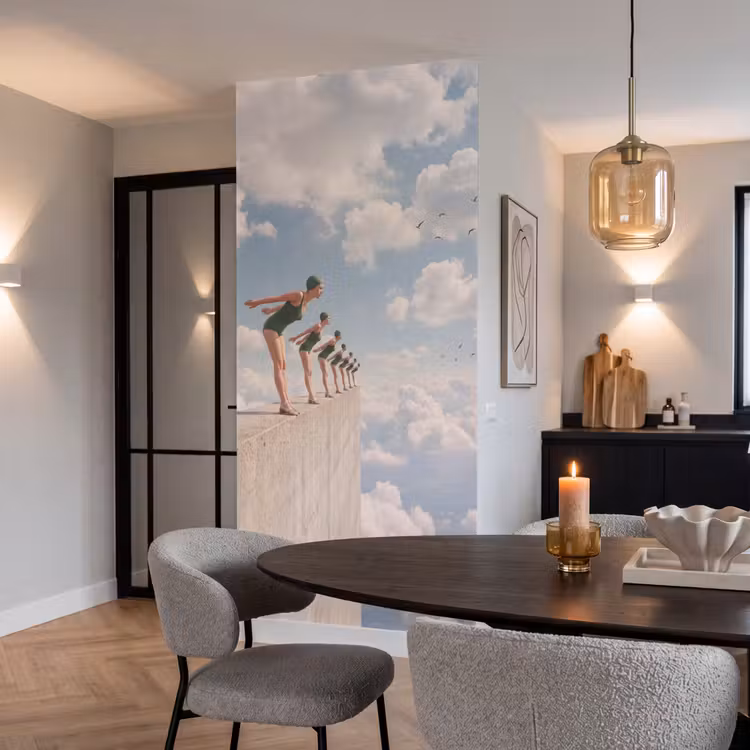 Behang - Vrouwen - Duikhouding - Wolken - Vrouwen - Duikhouding - Wolken Behang Vlies klein