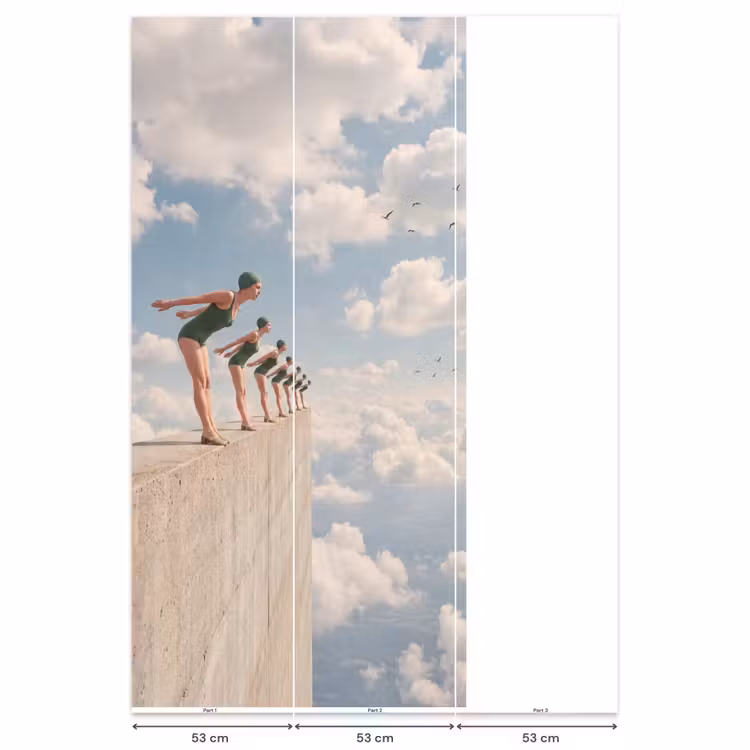 Behang - Vrouwen - Duikhouding - Wolken - Vrouwen - Duikhouding - Wolken Behang Vlies klein