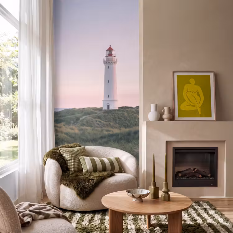 Vuurtoren - Duinlandschap - Zee Behang Vlies klein -sfeer2