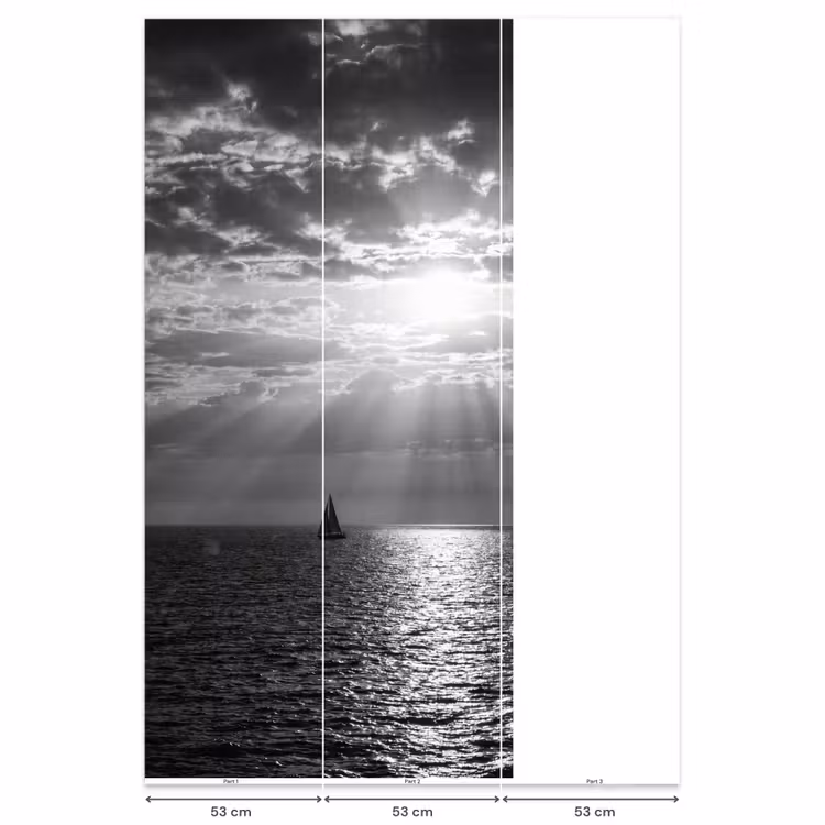 Water - Boot - Lucht - Natuur - Zwart-wit Behang Vlies klein -USP_banen
