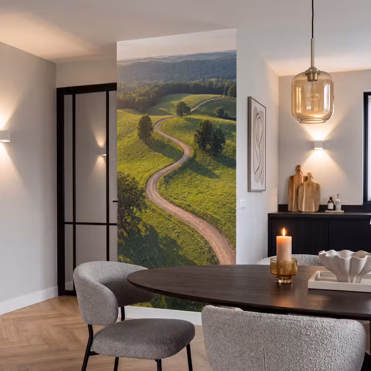 Weg - Weide - Natuur - Groen Behang Vlies klein -sfeer3