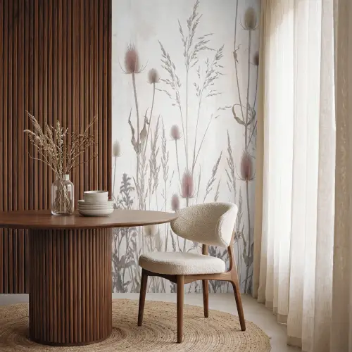 Weidebloemen - Design - Sepia Behang Vlies klein -sfeer1