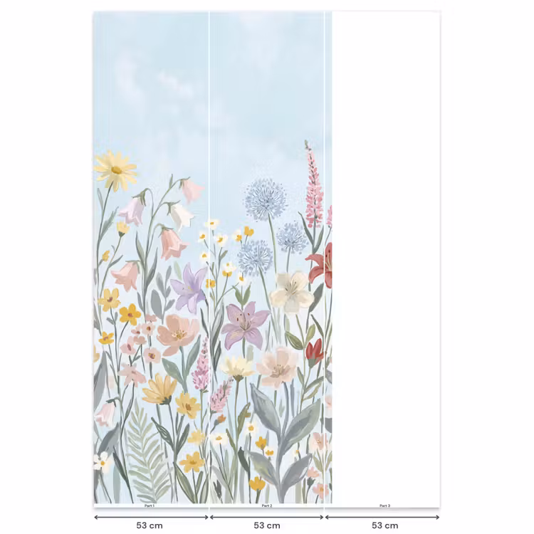 Weidebloemen - Illustratie - Kleurrijk Behang Vlies klein -USP_banen