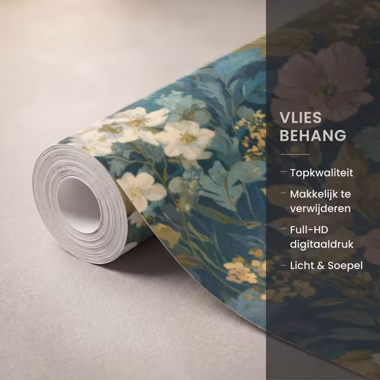 Wilde bloemen - Botanisch - Patroon - Roze - Romantisch Behang Vlies klein 1076 -USP_closeupNL