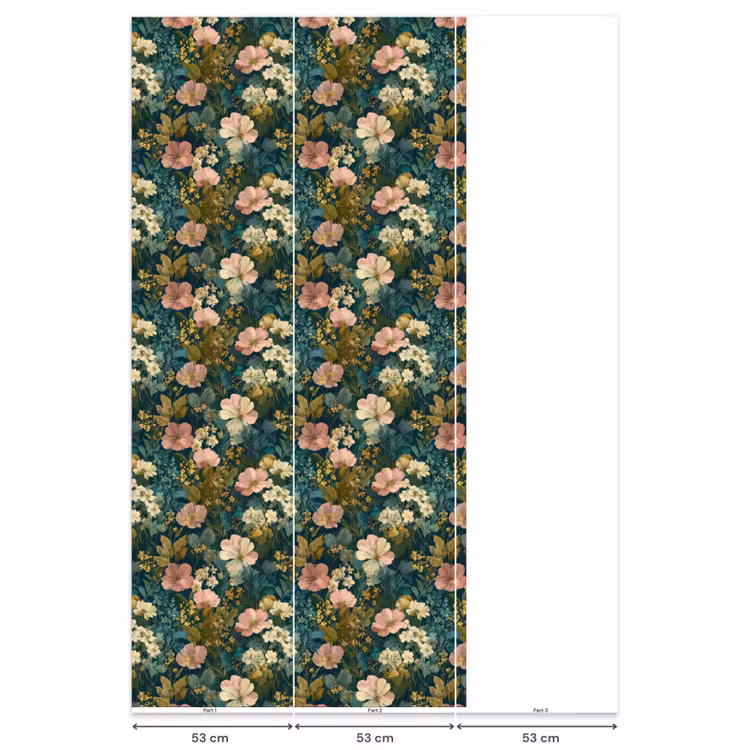 Wilde bloemen - Botanisch - Patroon - Roze - Romantisch Behang Vlies klein 1076 -USP_banen