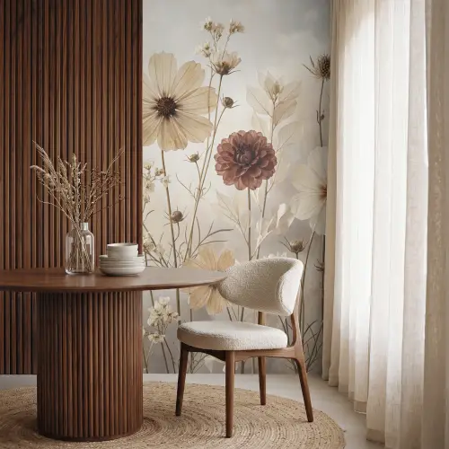 Wilde bloemen - Botanisch - Vintage - Natuur - Rustiek Behang Vlies klein -sfeer1