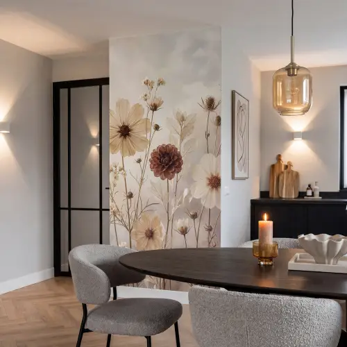 Wilde bloemen - Botanisch - Vintage - Natuur - Rustiek Behang Vlies klein -sfeer3