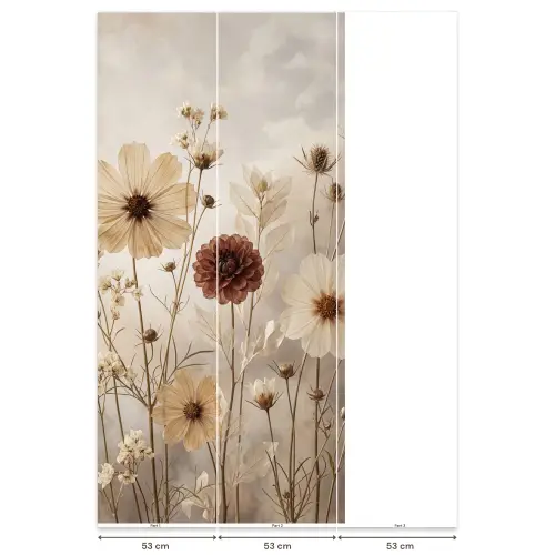 Wilde bloemen - Botanisch - Vintage - Natuur - Rustiek Behang Vlies klein -USP_banen