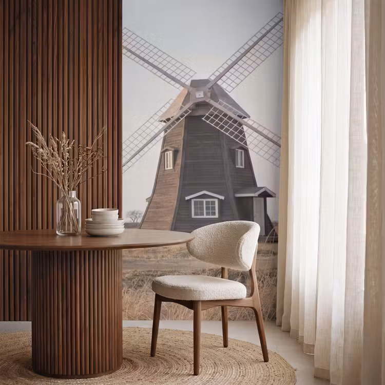 Windmolens - Landschap - Veld Behang Vlies klein -sfeer1
