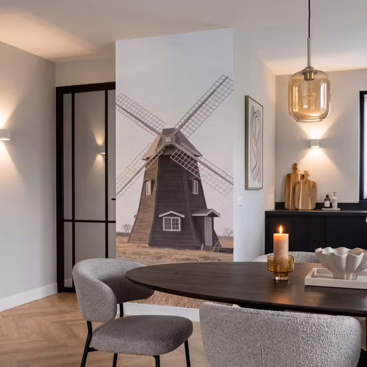 Windmolens - Landschap - Veld Behang Vlies klein -sfeer3