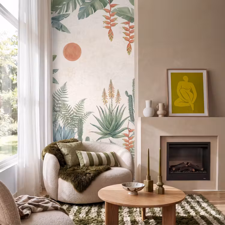 Woestijn - Planten - Groen Behang Vlies klein -sfeer2