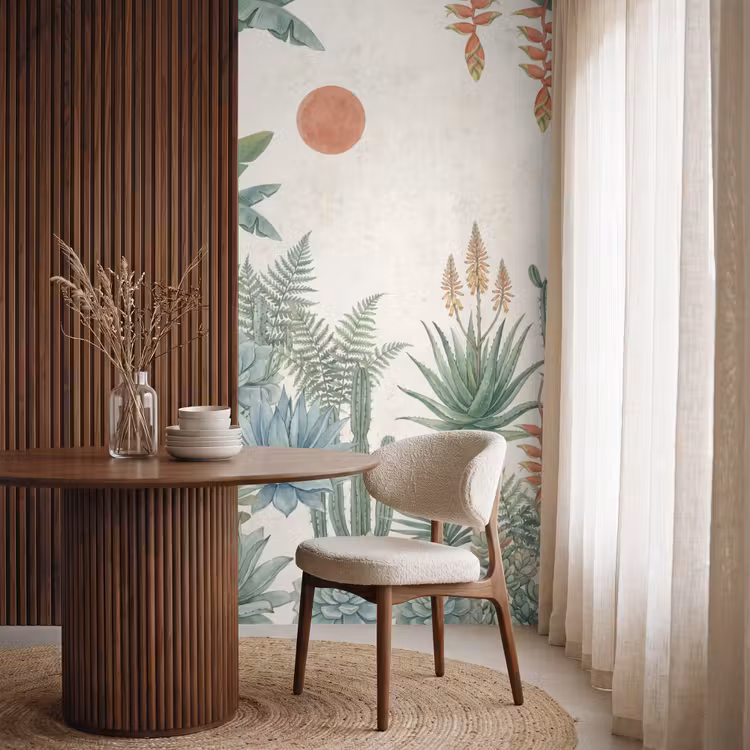 Woestijn - Planten - Groen Behang Vlies klein -sfeer1
