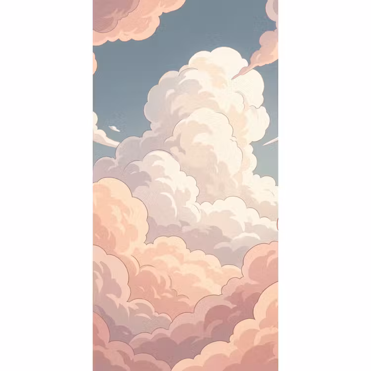 Wolken - Lucht - Natuur - Pastel - Roze Behang Vlies klein -3d_website
