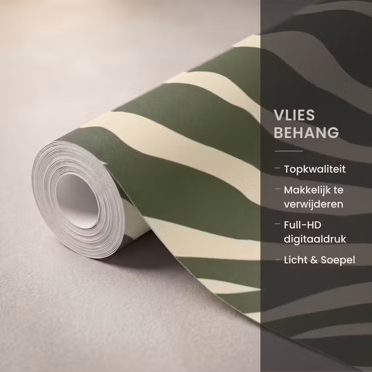 Zebra - Patroon - Groen Behang Vlies klein 1076 -USP_closeupNL