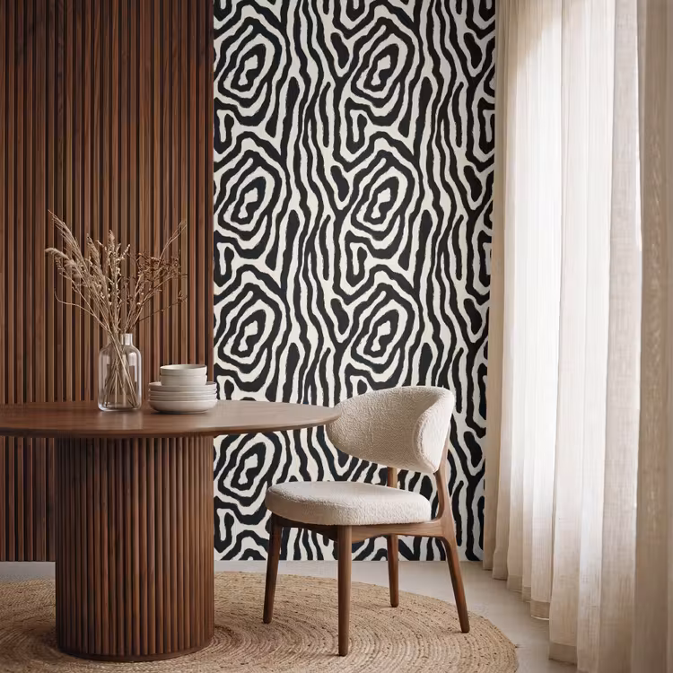 Zebra - Zwart - Abstract Behang Vlies klein 1076 -sfeer1