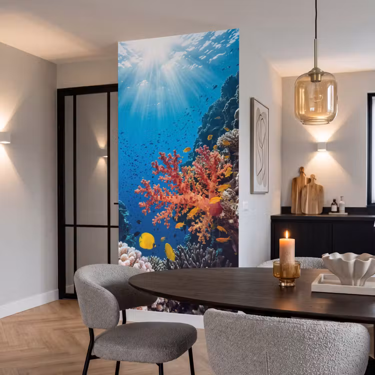 Zee - Koraalrif - Natuur - Levendig - Blauw Behang Vlies klein -sfeer3