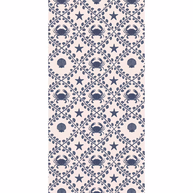 Zee - Krab - Zeester - Patroon - Blauw Behang Vlies klein -3d_website
