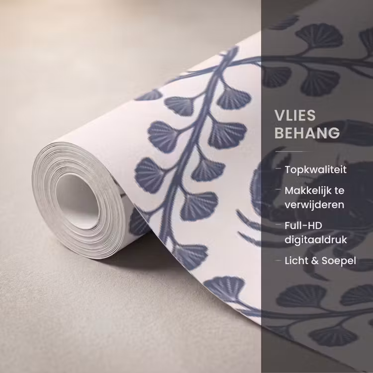 Zee - Krab - Zeester - Patroon - Blauw Behang Vlies klein -USP_closeupNL