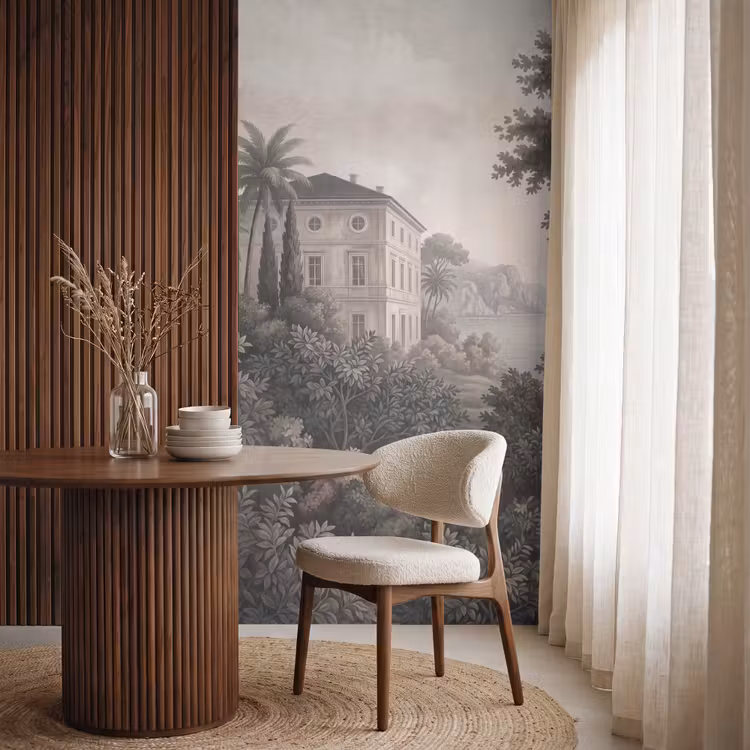 Zee - Villa - Beige Behang Vlies klein -sfeer1