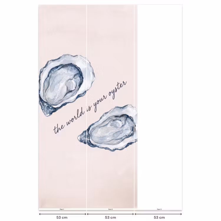 Zeeleven - Oester - Aquarel - Minimalistisch - Blauw Behang Vlies klein -USP_banen