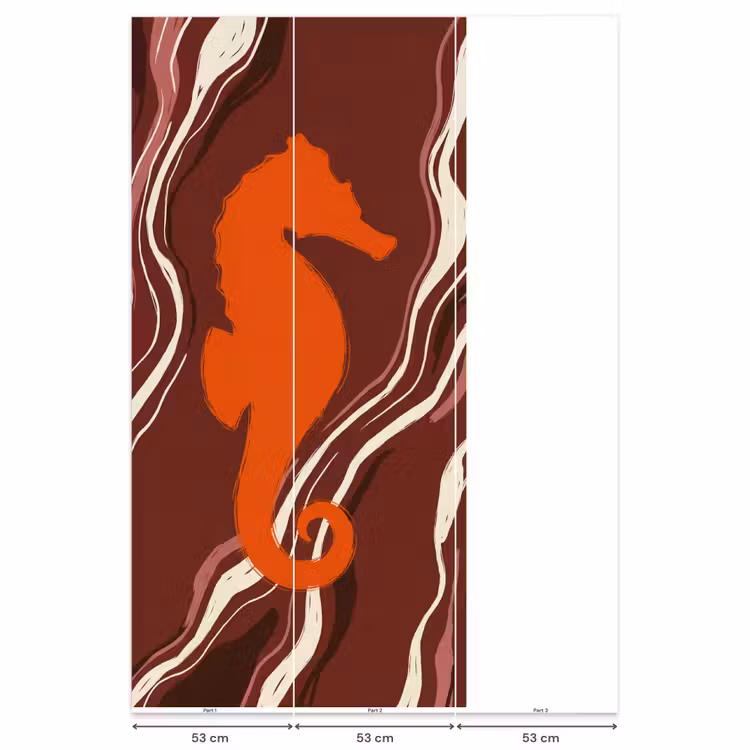 Zeepaardje - Golven - Zeeleven - Abstract - Oranje Behang Vlies klein -USP_banen