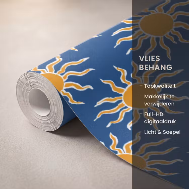 Zon - Patroon - Blauw Behang Vlies klein 1076 -USP_closeupNL