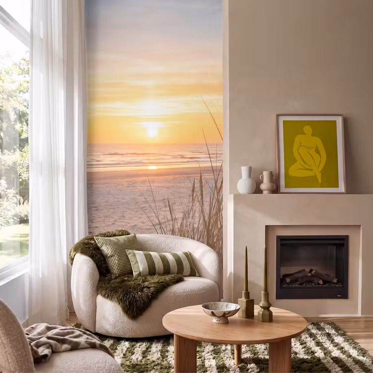 Zonsondergang - Duinen - Zee Behang Vlies klein -sfeer2