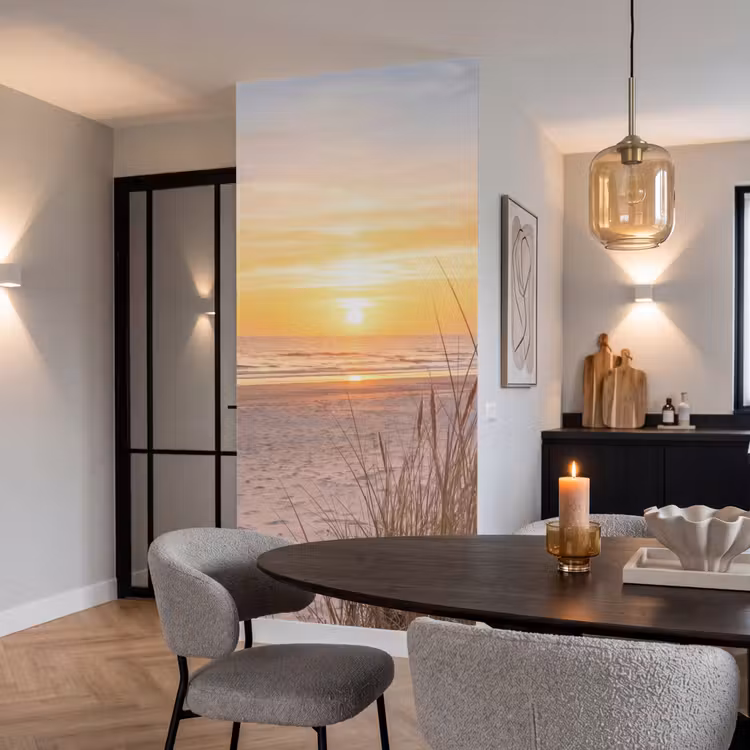 Zonsondergang - Duinen - Zee Behang Vlies klein -sfeer3