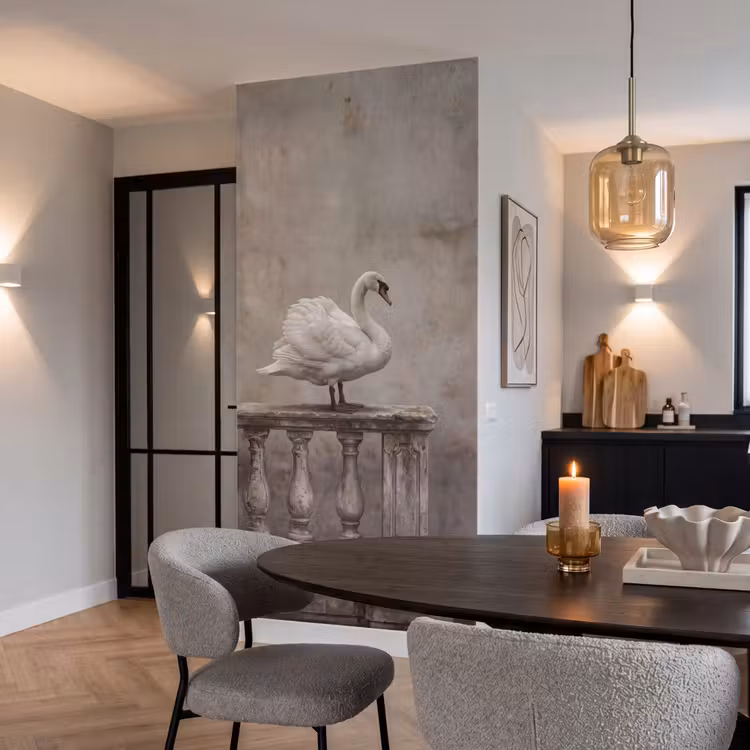Zwaan - Elegant - Dieren - Wit Behang Vlies klein -sfeer3
