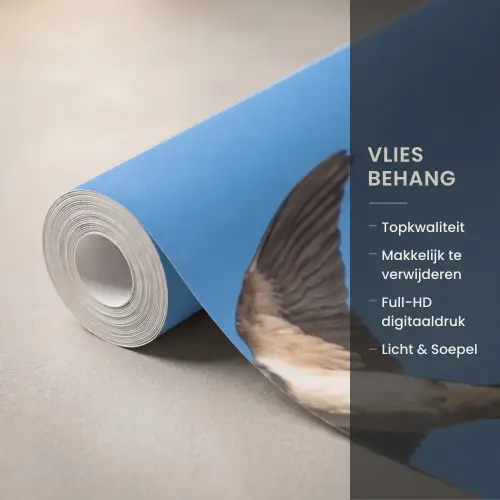 Zwaluwen - Vliegen - Blauw Behang Vlies klein -USP_closeupNL