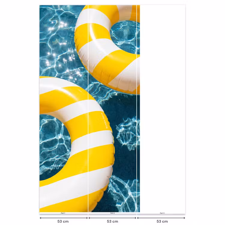 Zwembad - Zwembanden - Zomer - Geel - Blauw Behang Vlies klein -USP_banen