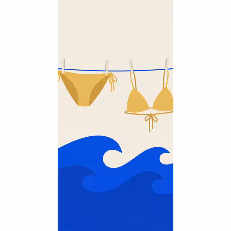 Zwemkleding - Zee - Zomer - Illustratie - Geel Behang Vlies klein -3d_website