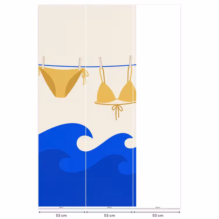 Zwemkleding - Zee - Zomer - Illustratie - Geel Behang Vlies klein -USP_banen