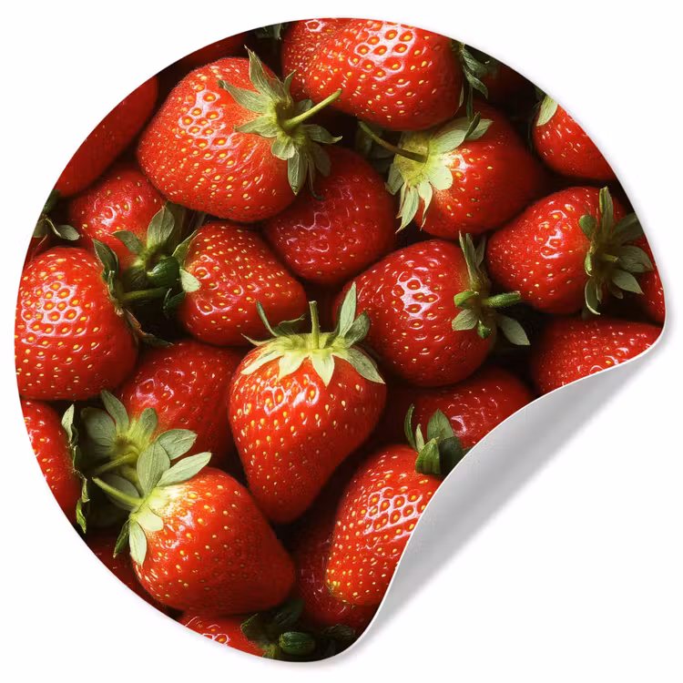 Aardbei - Fruit - Rood Wandcirkel behangsticker klein -3d