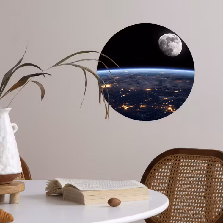 Behangcirkel - Aarde - Nacht - Ruimte - Aarde - Nacht - Ruimte Wandcirkel behangsticker klein