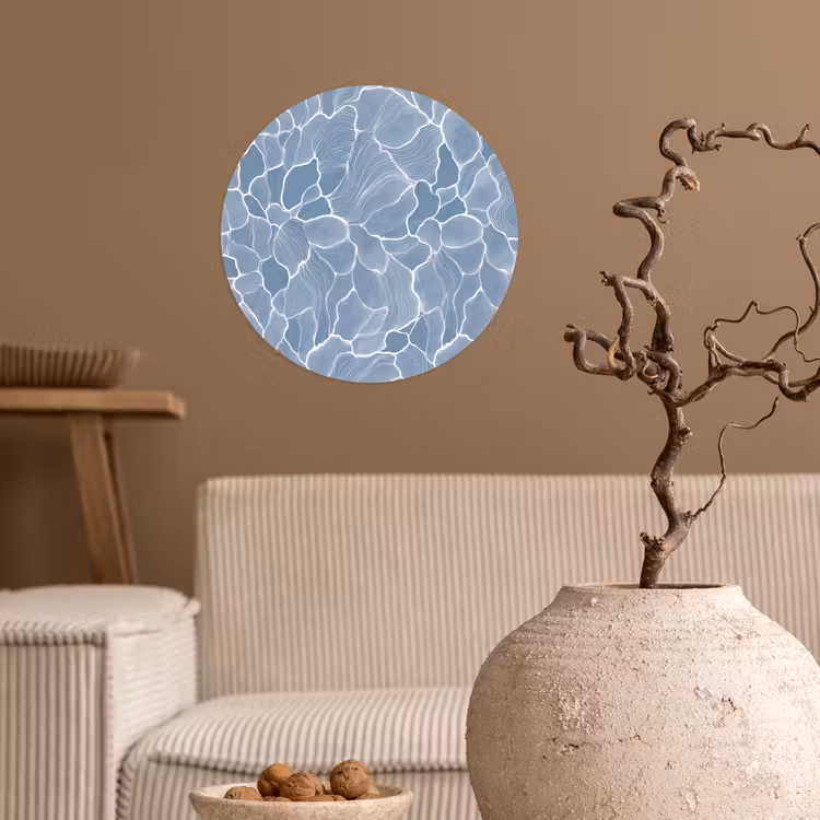Abstract - Blauw - Bladeren Wandcirkel behangsticker klein -sfeer1
